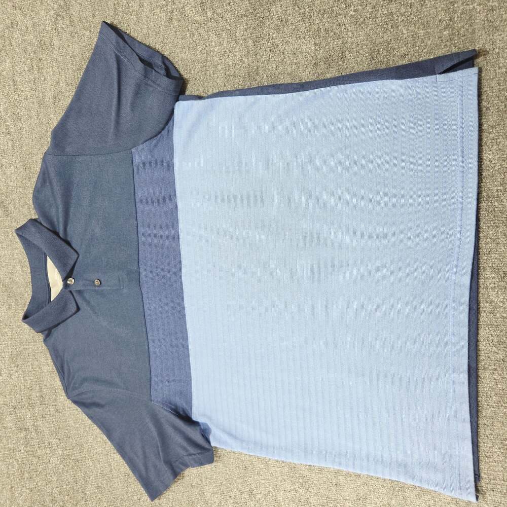 Van Heusen Flex Classic Fit Blue Colorblocked Short Sleeve Polo Shirt Men's XL